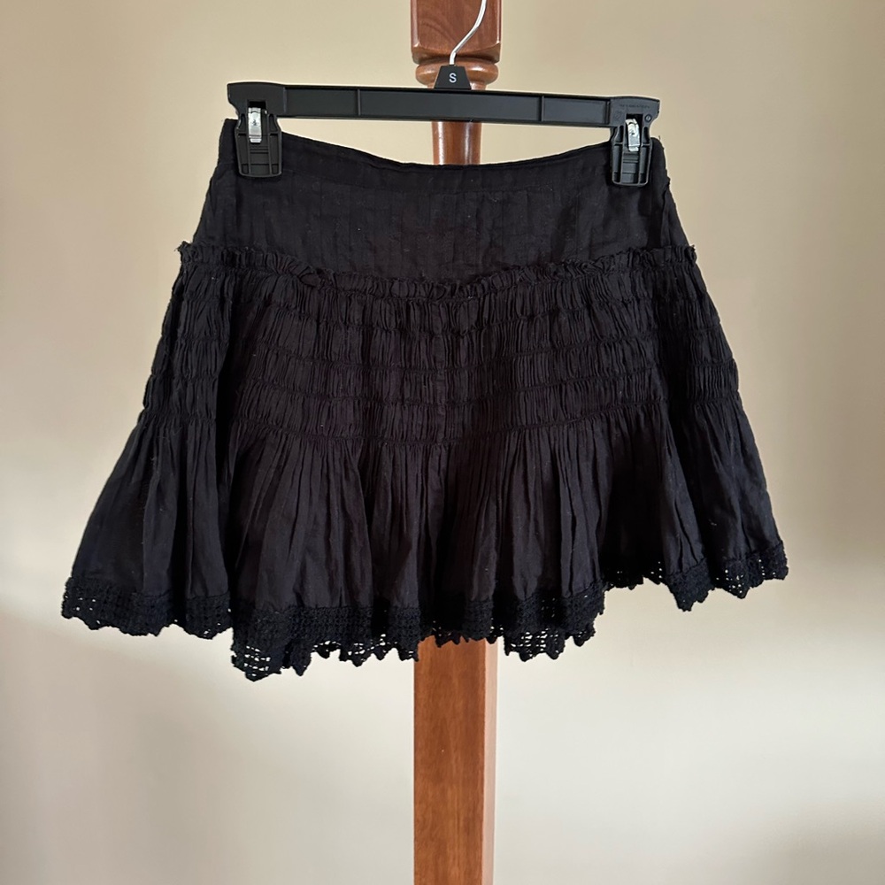 LoveShackFancy Black Ruffled Mini Skirt